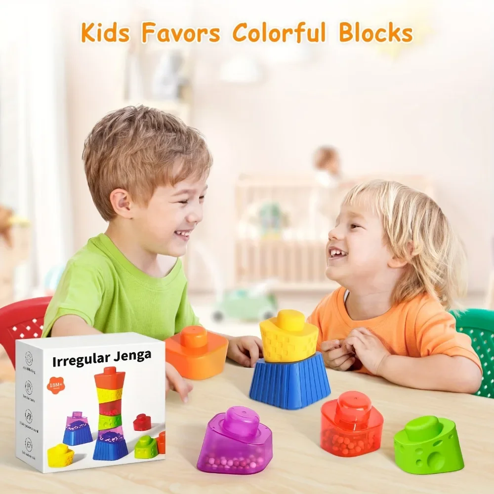 Blocos de empilhamento coloridos para bebês e crianças, Montessori Blocos coloridos, Shape Swap, Early Learning Educational Toy, macio, 6 pçs/set