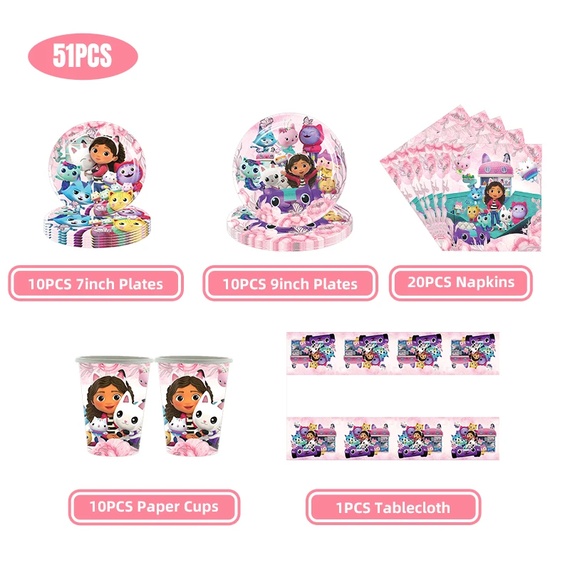 غابي دمية القطط زينة عيد الميلاد مجموعة أدوات المائدة القابل للتصرف كيس القش بالونات خلفية استحمام الطفل لوازم الحفلات