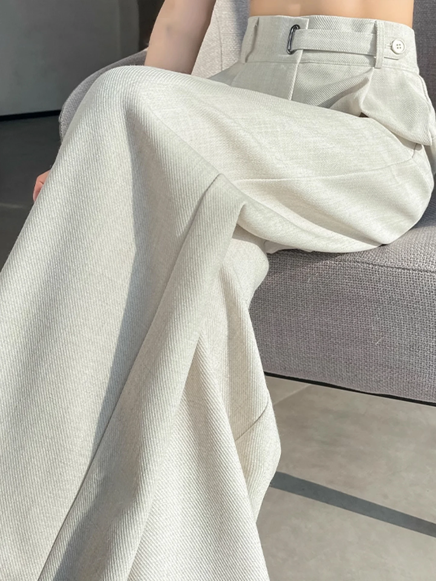 

Женские брюки с высокой талией, весна-осень 2026, новые, элитные, струящиеся, узкого кроя, с широкими штанинами, цвет синий.