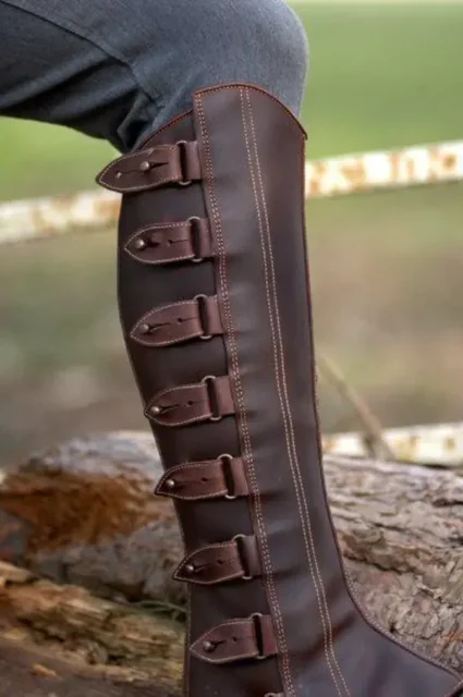 Średniowieczne buty rycerskie Viking Nakładki na buty Retro Skórzany pasek Larp Greave Noga Ochraniacze goleni Rycerz Wojownik Zbroja Nakładka na buty Kostium