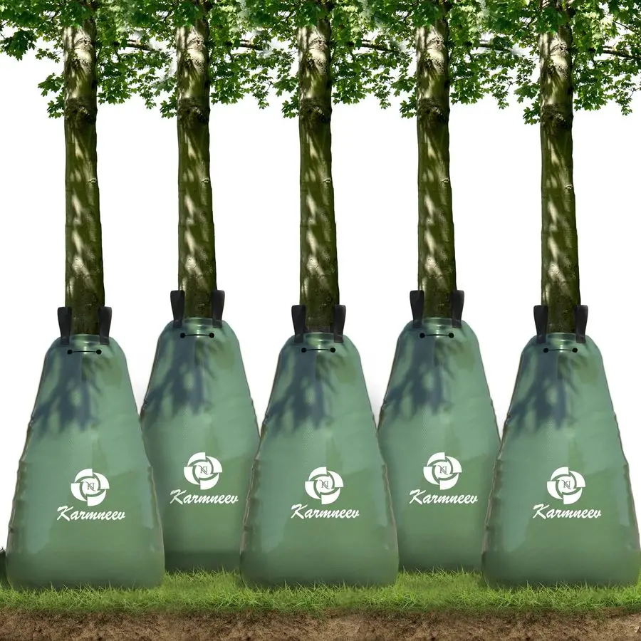 

Watering Bag 5 Pack 20 Gallon Slow Release Tree Watering System with Heavy Duty, RipResistant PVC Fabric Self Watering Tree Bags