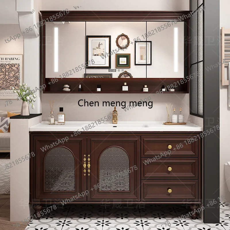 

Dresser Retro Bathroom Cabinets Makeup Vanity Home Furniture Bathroom Cabinets Sink Wood Furniture Ванная Комната