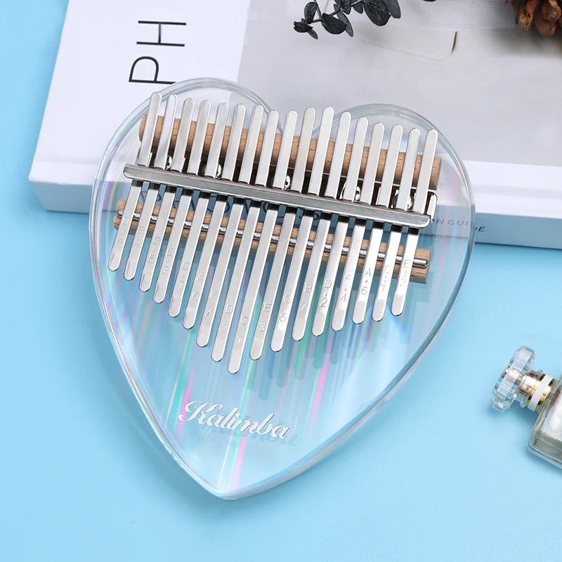 17 Keys Kalimba Acrylic Rainbow Colorful Thumb Finger Piano With EVA Case Birthday Gift For Kids And Adult