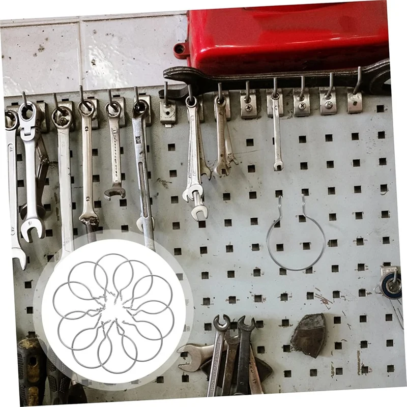 Pegboard Cup Holder Hooks 10Pcs Heavy Duty Metal Hooks Ring Design For Organizing Cups For Garage