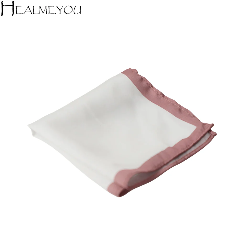 

Headwear Korean Men's Suit Pocket Square Vintage White Business Suit Hanky Color Edge Polyester Chest Towel Handkercher Banquet