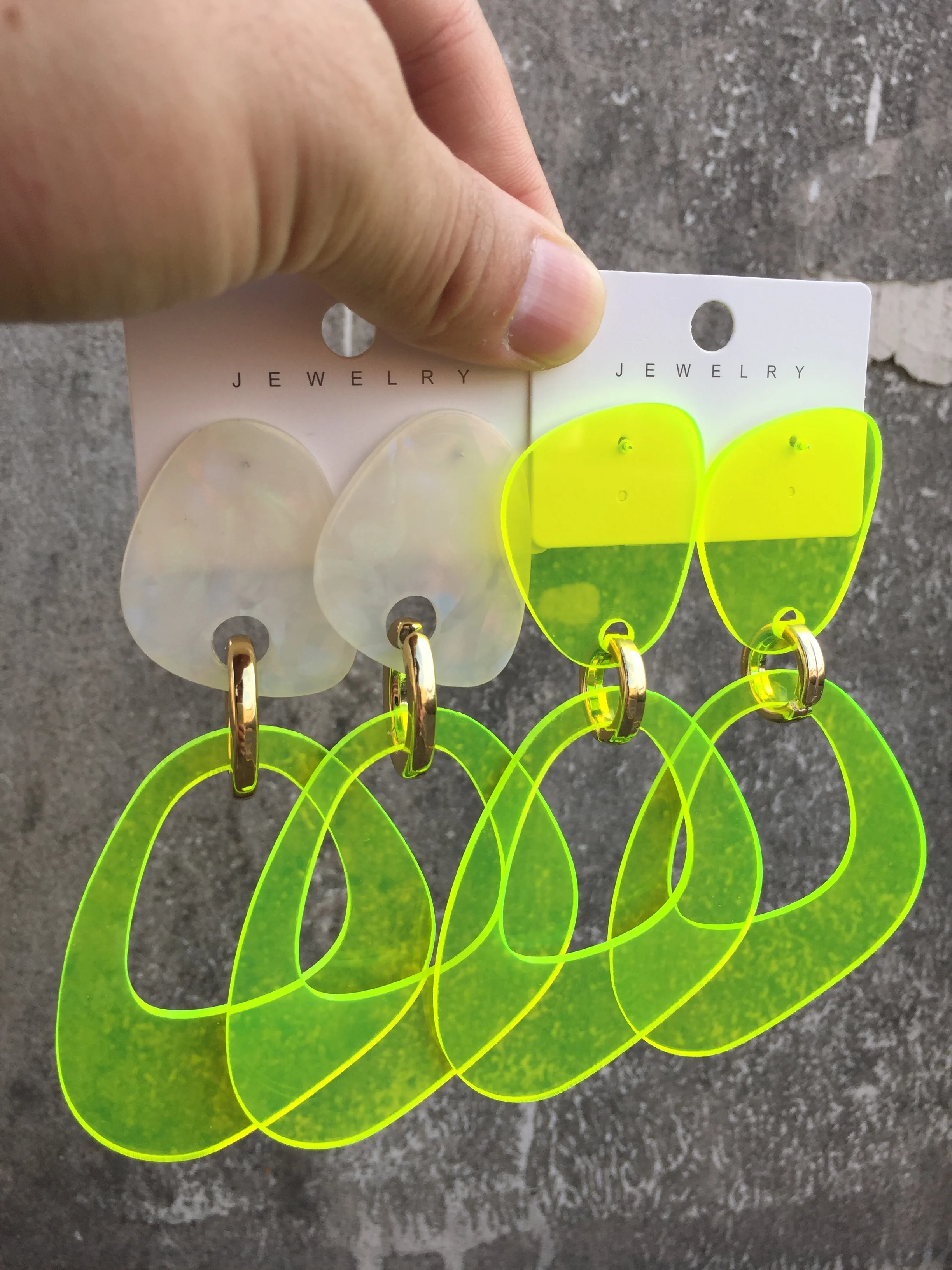Statement Acrylic Fluorescent Color Large Geometric Drop Earrings Elegant Irregular Hollow Dangle Earring Women Jewelry