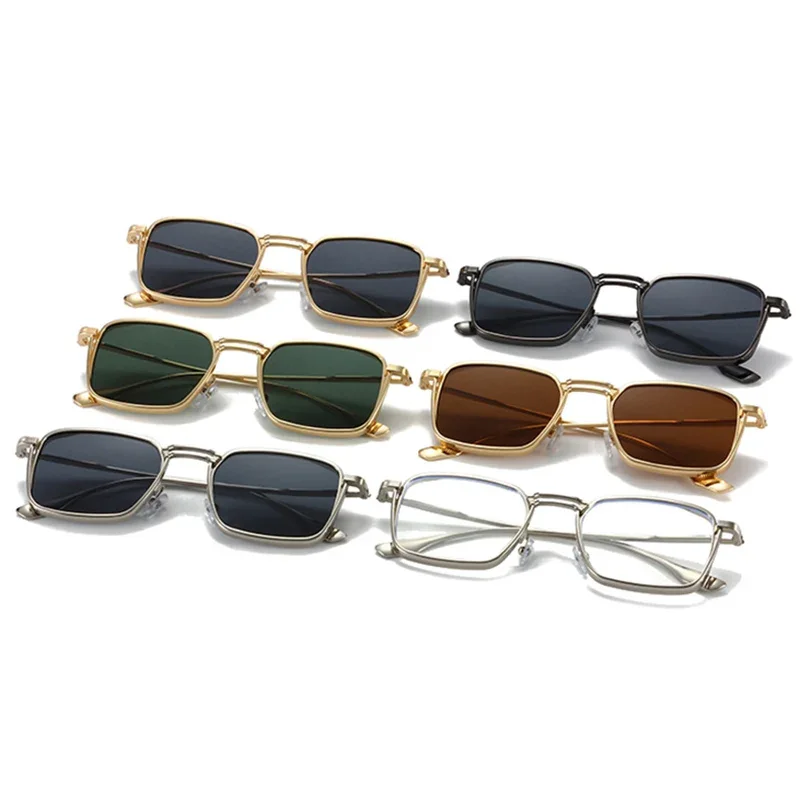 SO & EI Vintage Metal Frame Square Men Punk occhiali da sole Shades UV400 moda donna occhiali verde scuro