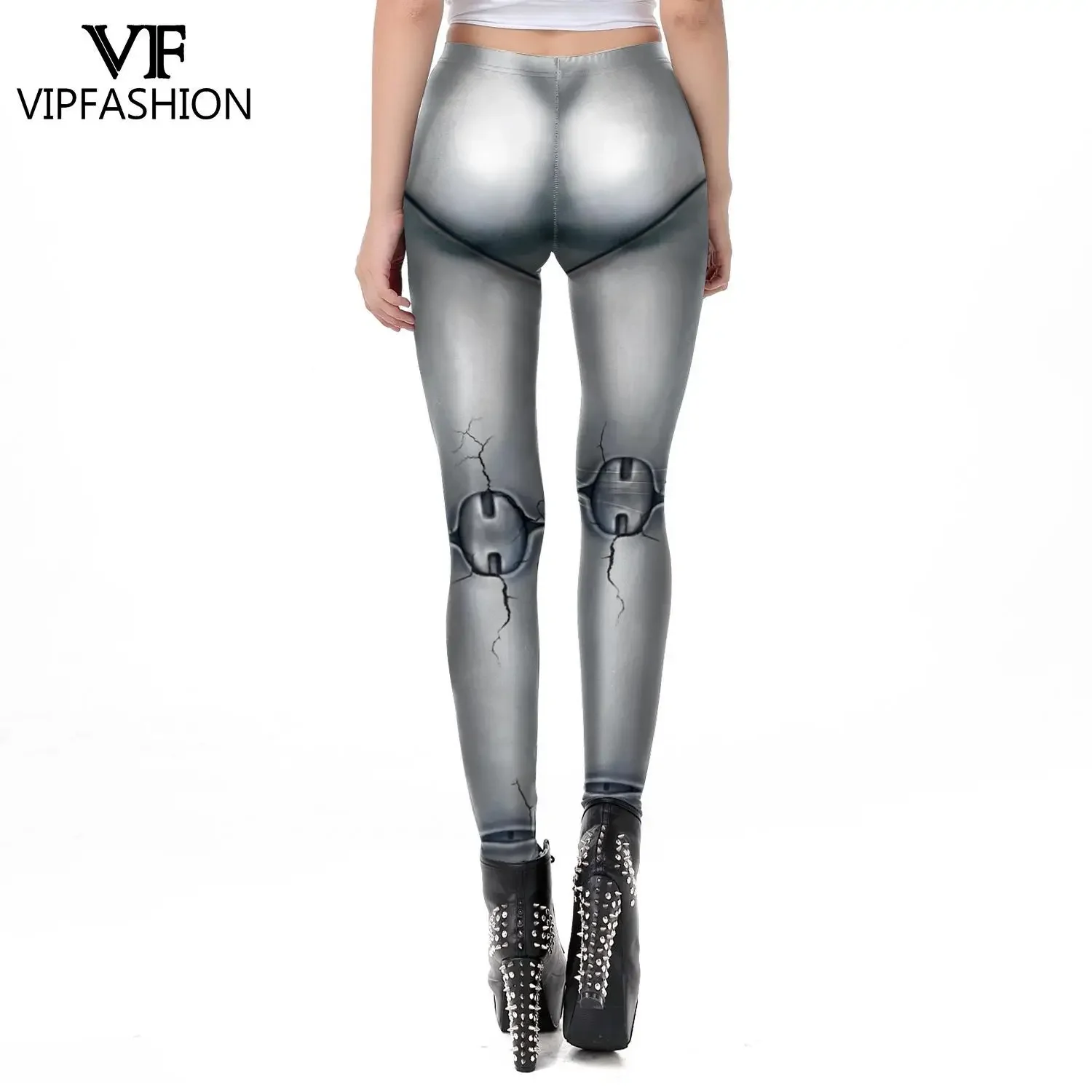 VIP FASHION Skull Leggings Woman Fancy Party Trousers Lady Punk Sexy Tights Carnival Purim Holiday Streetwear Mid Wasit Pants