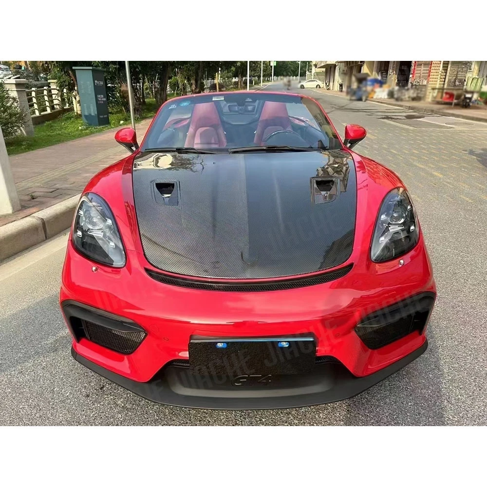 

Передний бампер из углеродного волокна, крышка капота для Porsche 718 981 911, передний бампер Boxster, крышка капота двигателя, комплект деталей
