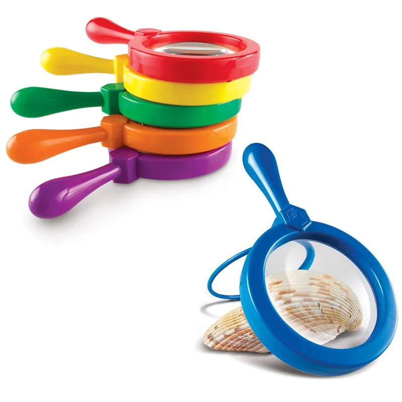 Kids Magnifying Glass 5X Handheld Jumbo Magnifiers with Stand Science Classroom Supplies Educational Observation Toys