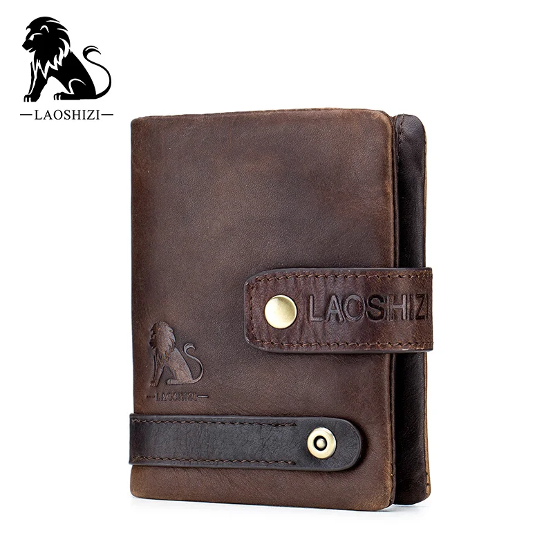 New Brand Wallet Men Genuine Cow Leather With Zipper Coin Pocket RFID Purse Quality Design Money Bag Male Wholesale