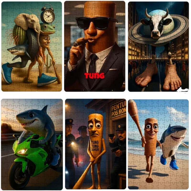 لغز TungTungTung Sahur الإيطالية Brainrot بانوراما Tralalero Tralala لغز الكبار تخفيف التوتر ألعاب لعبة حفلة الدعائم هدية