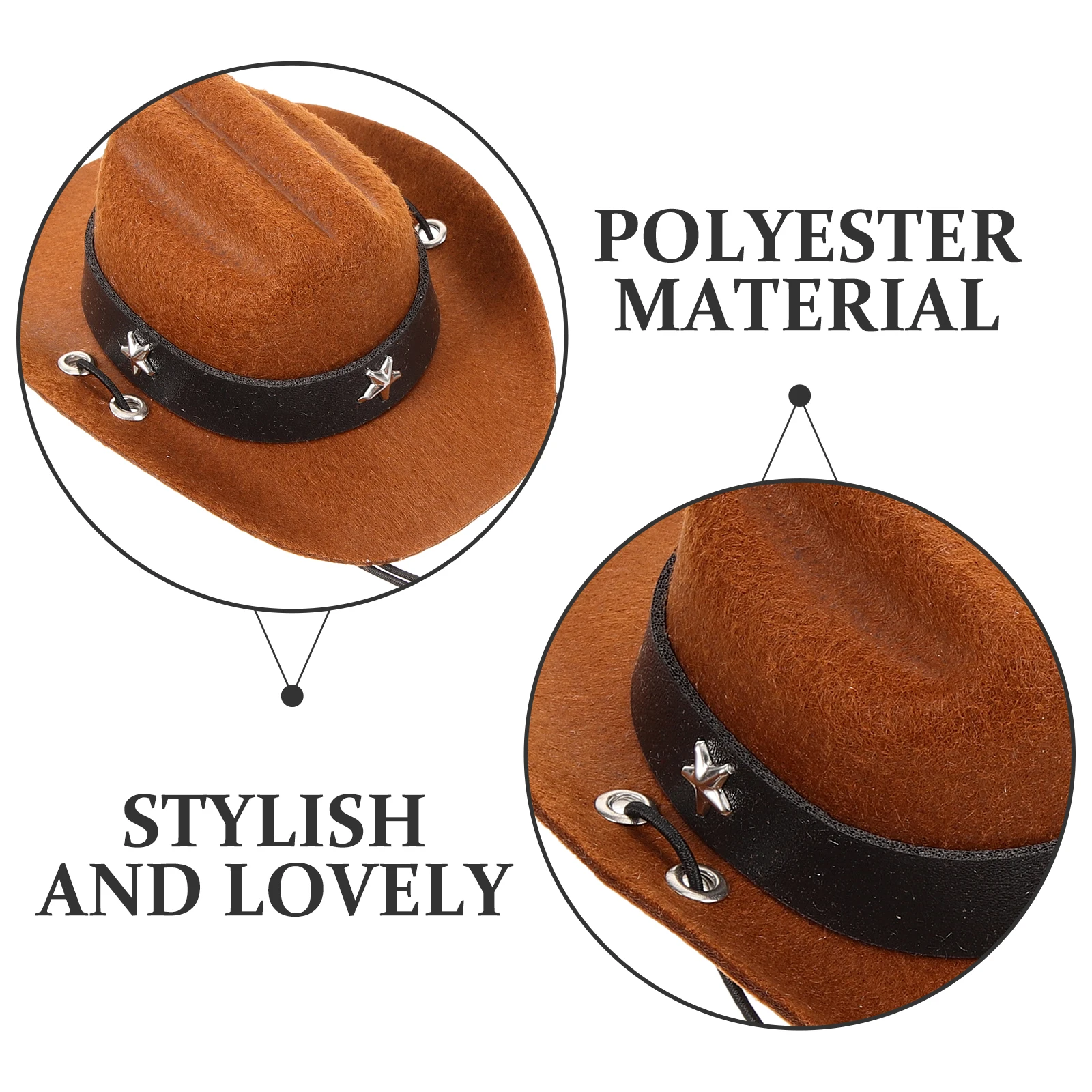 

Western Cowboy Hat for Dogs Cats Adjustable Anti-slip Pet Hats Puppy Kitten Stylish Polyester Material Festive Party Holiday