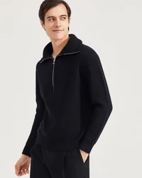 Men's Cashmere Thickened Quarter Zipper Pullover Sweater Slim Fit Lightweight Warm Long Sleeve Casual Knitwear