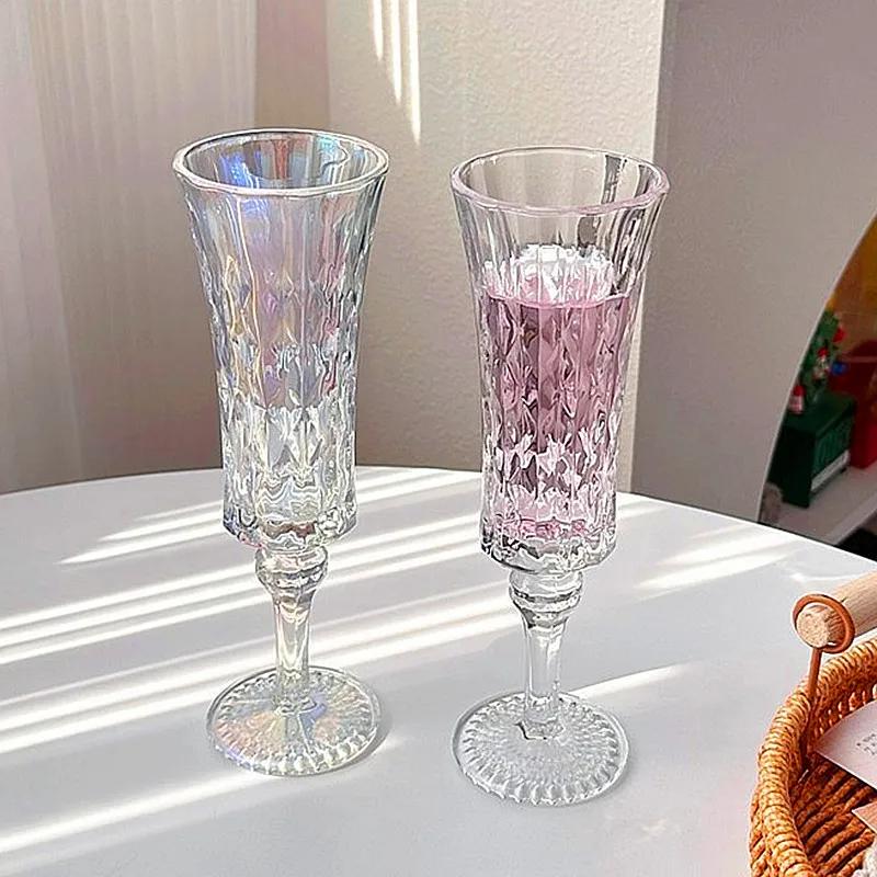 

Glass Relief Champagne Glass Red Wine Glass Stemware Wine Glass Water Glass Retro Water Bottle Glass Mug