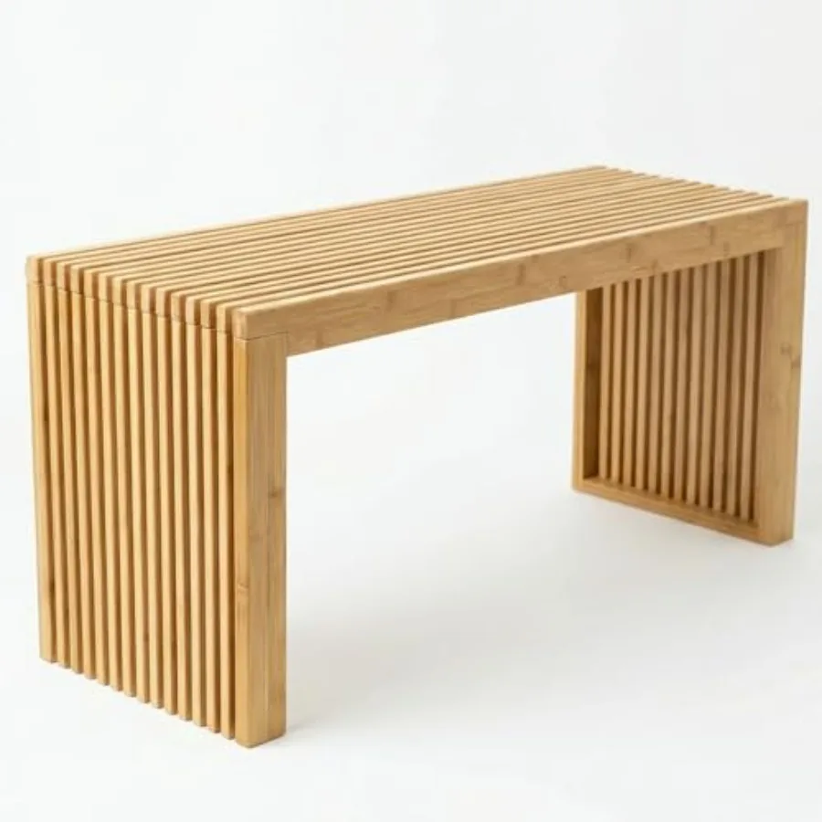 

Bamboo Natural 36 inch Wooden Bench Small Wood Benches for Entryway Living and Dining Room Kitchen Bedroom Bathroom Hallway Fro