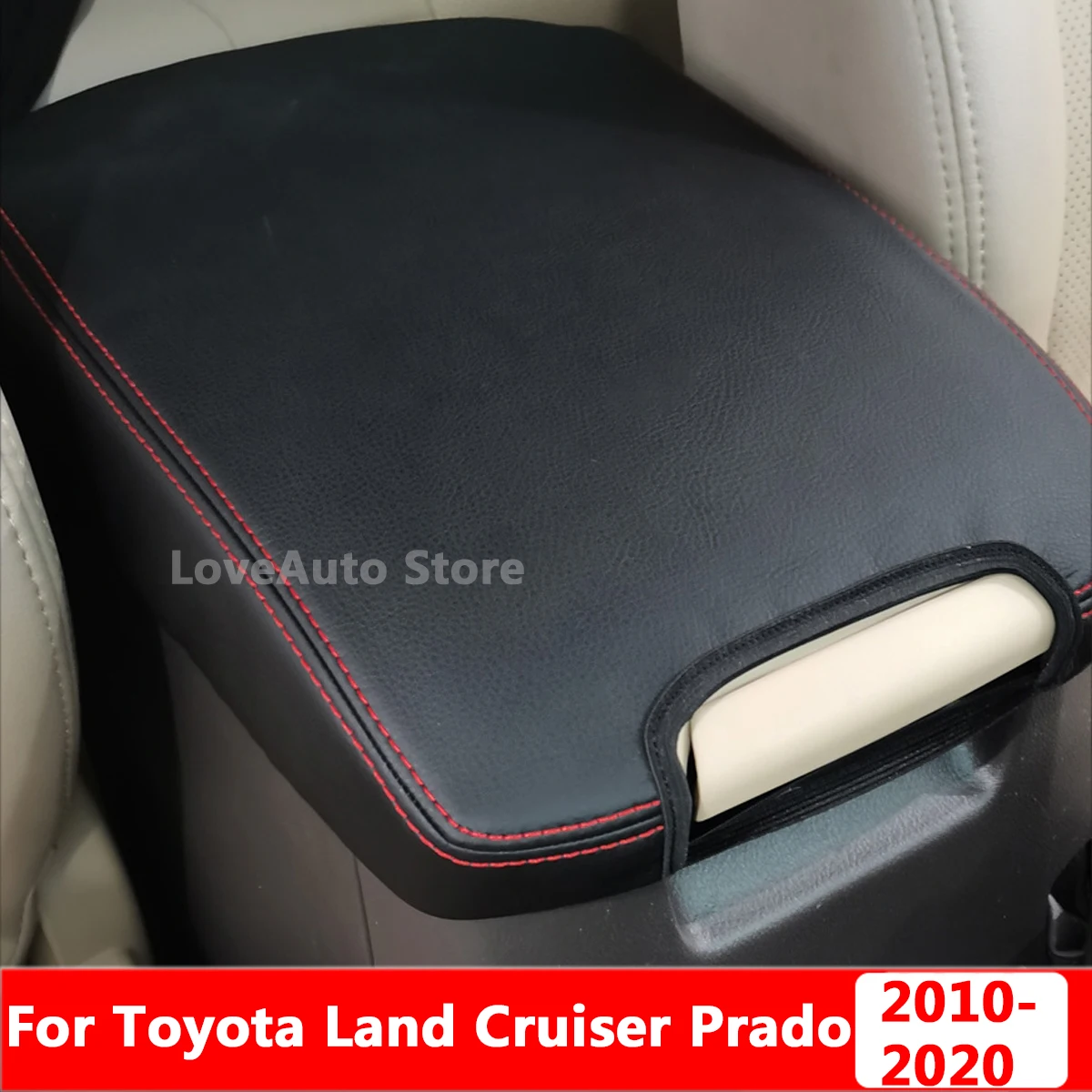 

For Toyota Land Cruiser Prado 150 Central Armrest Box Protective Leather Cover Interior Decorative Leather Pad 2010-2020