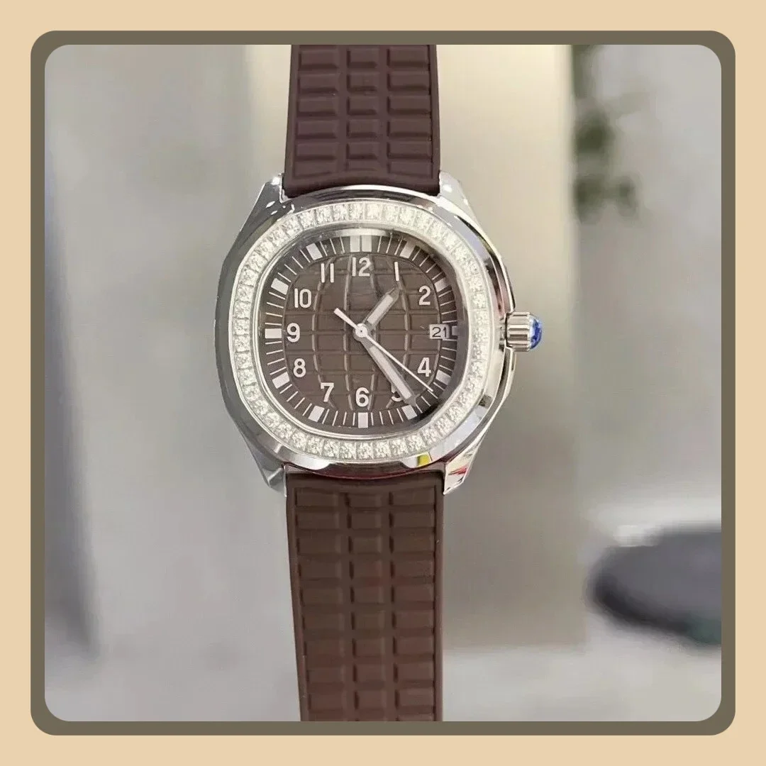 Damen-Quarzuhr, Eiscund, Diamant-Lünette, digitale Ziffern, Digitaluhr, Silikon-Kautschukarmband, Aquanaunt