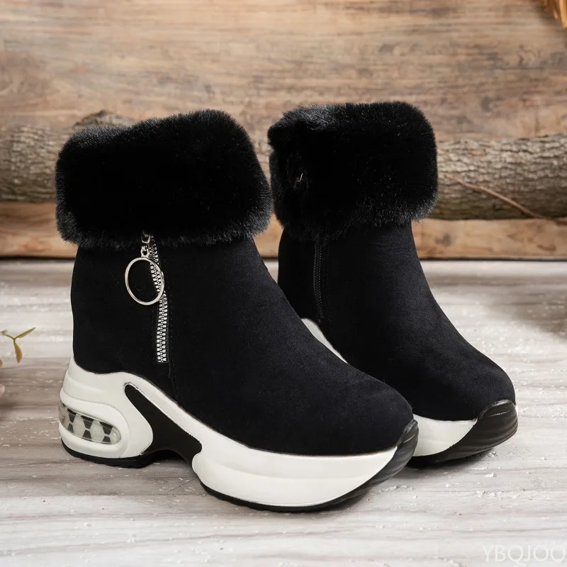 Winter neue bequeme Sport-Freizeit-Baumwollstiefel mit schrägem Absatz, dicke Sohle, rutschfeste, verschleißfeste Damen-Kurzstiefel
