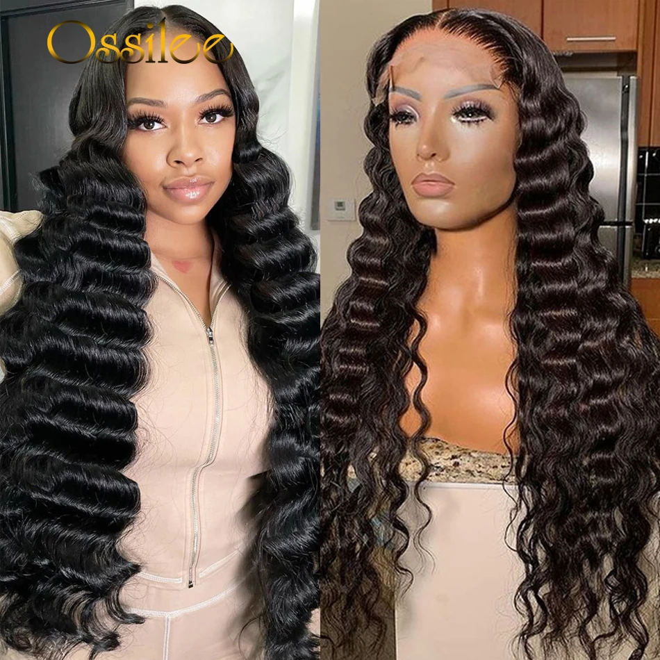 13x6 HD Lace Frontal Wig Loose Deep Wave Glueless Wig Human Hair Full Lace Frontal Wig 300 Density 5x5 Lace Closure Wig Ossilee