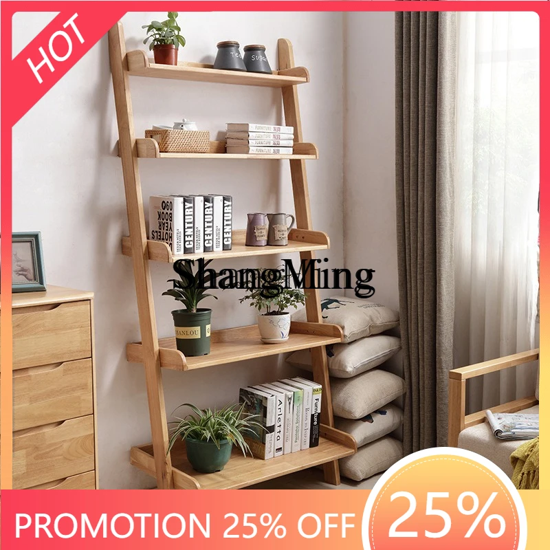 

SM wood floor rack trapezoidal bedroom bookshelf modern simple baffle multi-layer storage rack