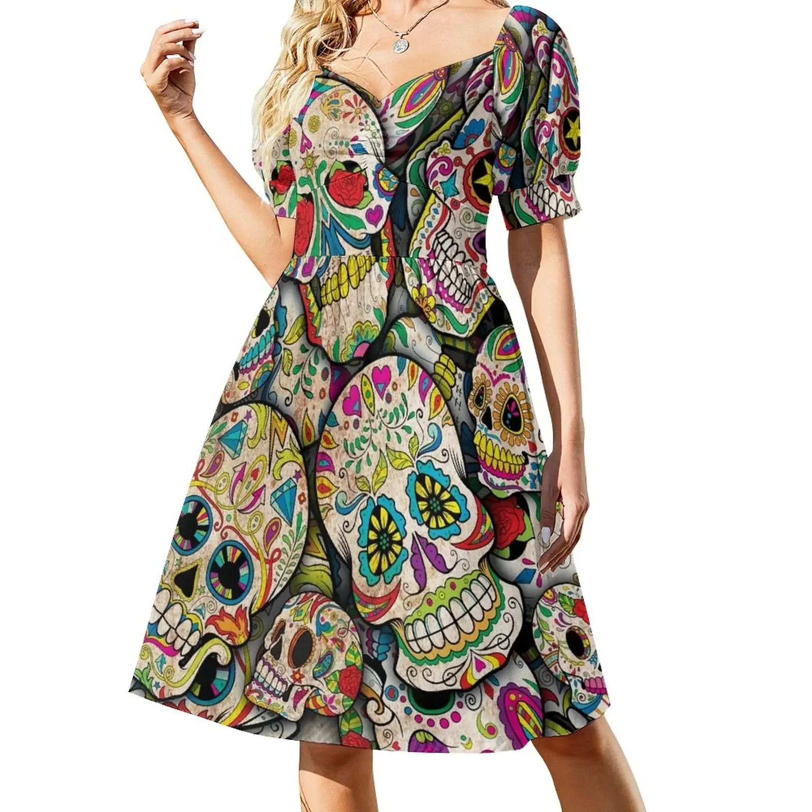 

Sugar Skull Collage Sleeveless Dress dresses for official occasions Dress women