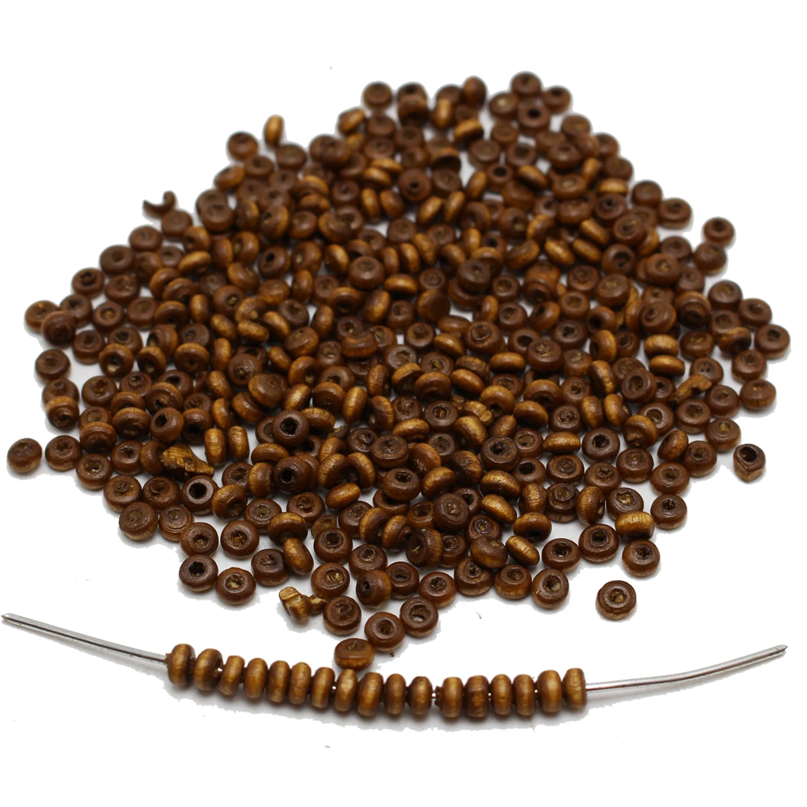 1000  Coffee 4mm Round Wood Seed Beads~Wooden