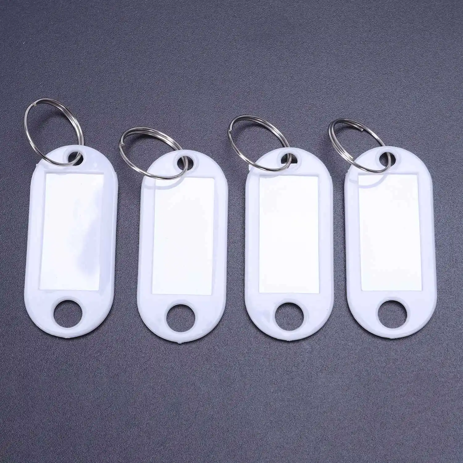 Porte-clés portable en plastique blanc, étiquettes d'identification, porte-clés, 20 pièces