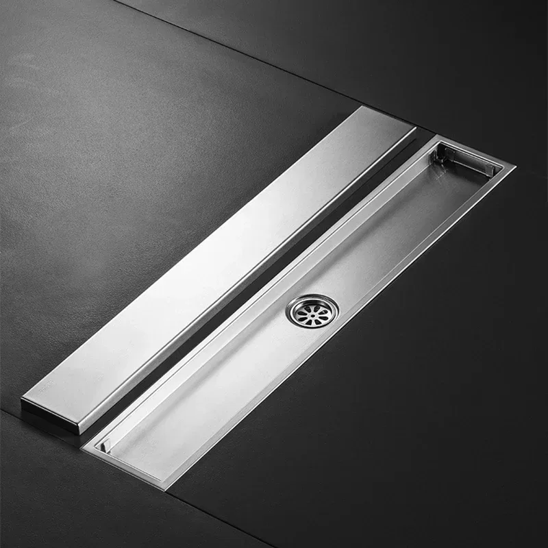 Stainless Steel Invisible Floor Drain Gold Hidden Extended Floor Drain Anti-Odor Shower Drain Bathroom Drainer