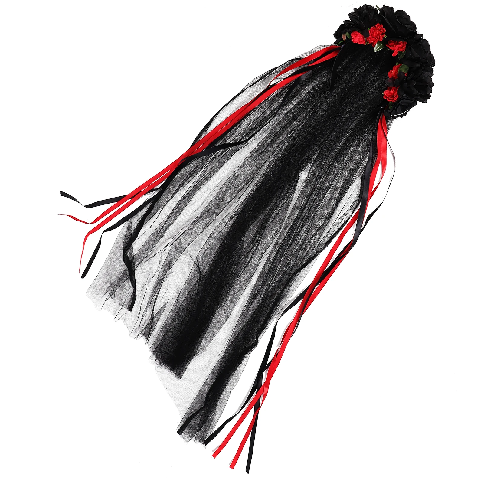 

Черная роза, лента для девочек, аксессуары на Хэллоуин, вуаль, повязка на голову с цветком на Хэллоуин, вуаль, цветок, декор для волос, сетчатый хвост, женский стиль подростка