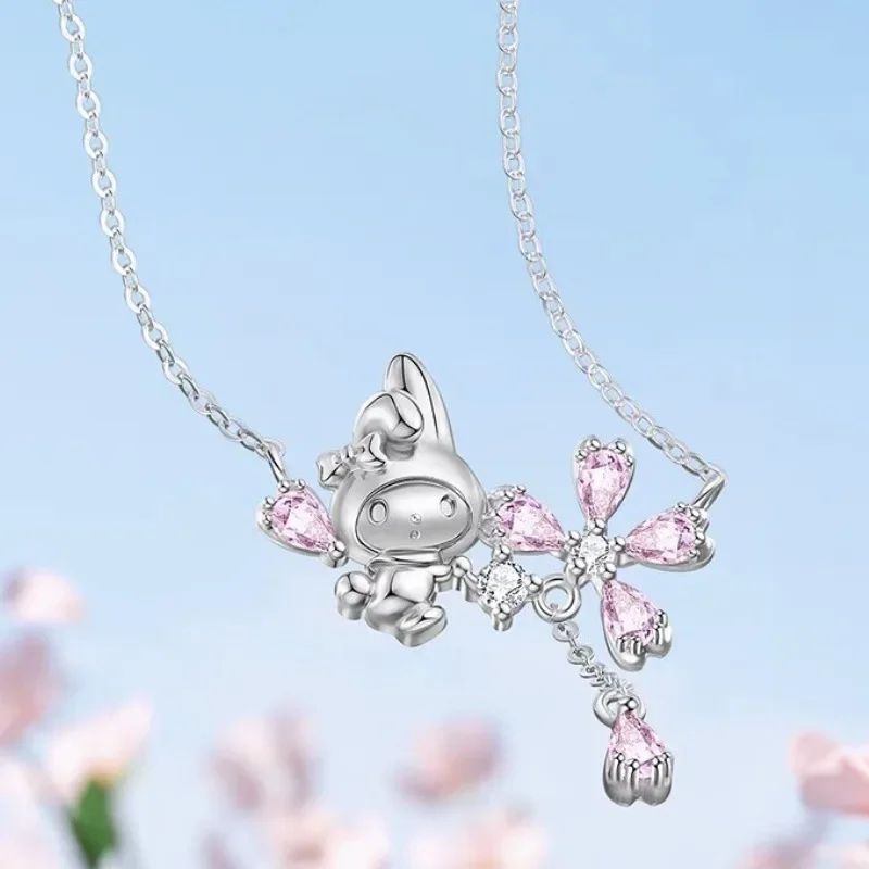 

Sanrio My Melody Cherry Blossom Necklace Cute Cartoon Anime Fashion Women Clavicle Chain Charm Jewelry Couple Holiday Gifts