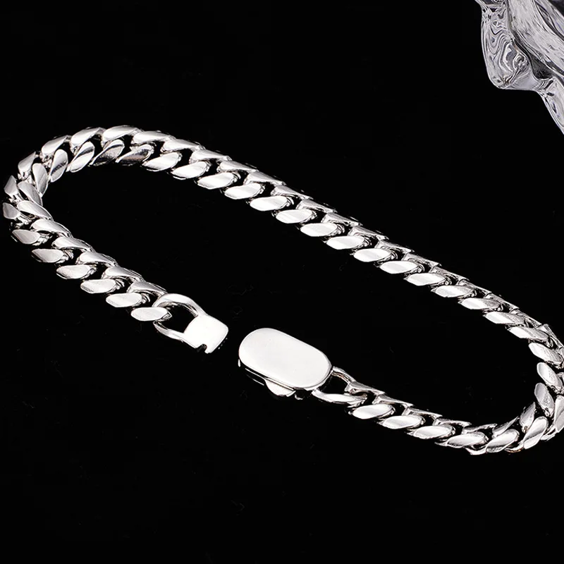 

BOCAI New S925 Silver Jewelry Trendy Golden Dragon Cuban Chain Men's Bracelet Personalized High-end Birthday Gift Dropshipping