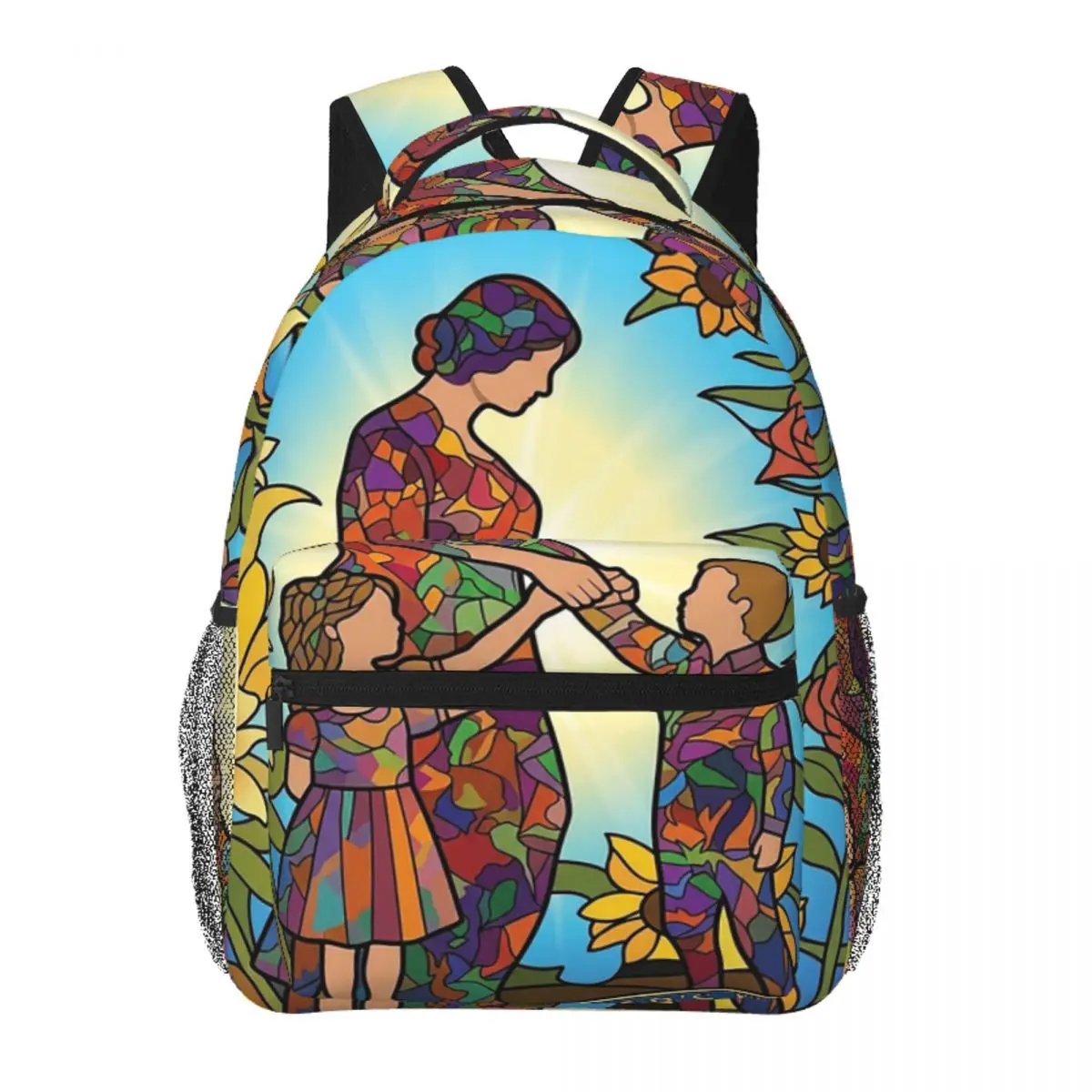 

Colorful Stained Glass Mother's Day Celebration Art Backpack Student BookBag School Bag Laptop Shoulder Bags for Men Women