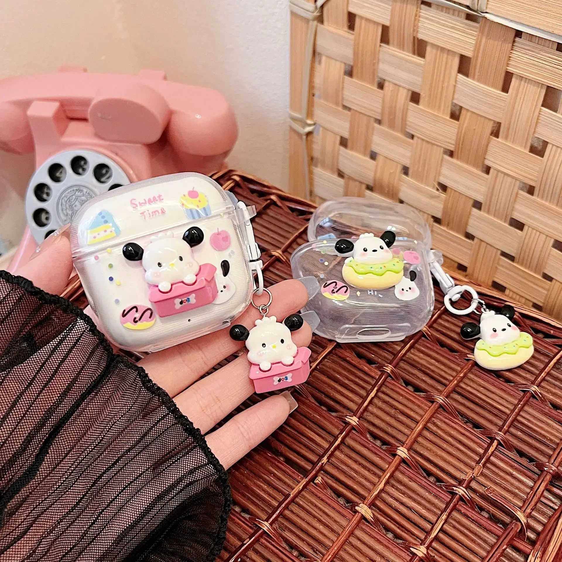 مناسبة لسماعات Huawei FreeBuds SE2 SE3 TWS الكرتونية المزودة بتقنية البلوتوث، غطاء حماية شفاف لسماعات الأذن مع حلقة مفاتيح