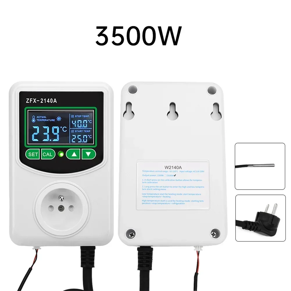 High-power LCD Digital Display Temperature Controller Socket Thermostat Sensor Plastic Temperature Controller Refrigerator Parts
