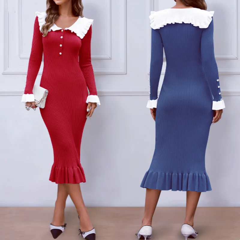 Elegant Knitted Long Skirt High Waist Fish Tail Bodycon Dress Stylish Versatile Base Layer City Commute Suitable for Parties