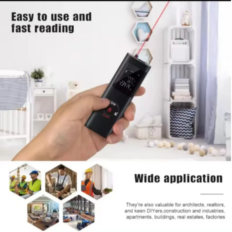 40M/60M Mini Smart Laser Distance Meter Measure Infrared Rangefinder USB Rechargeable Portable Handheld Laser Range Finder Tools