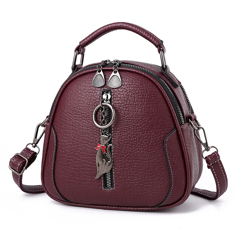 New Fashion Trend Ladies Hand-held Small Round Bag Girl Cute Pendant Soft Belt Zipper Shoulder Bag Messenger Bags