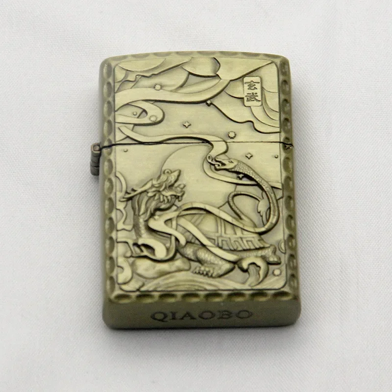 Authentic High-end Bronze Kerosene Lighter, Exquisite and Cool Pattern Bronze Kerosene Machine As A Gift Lighter for Men