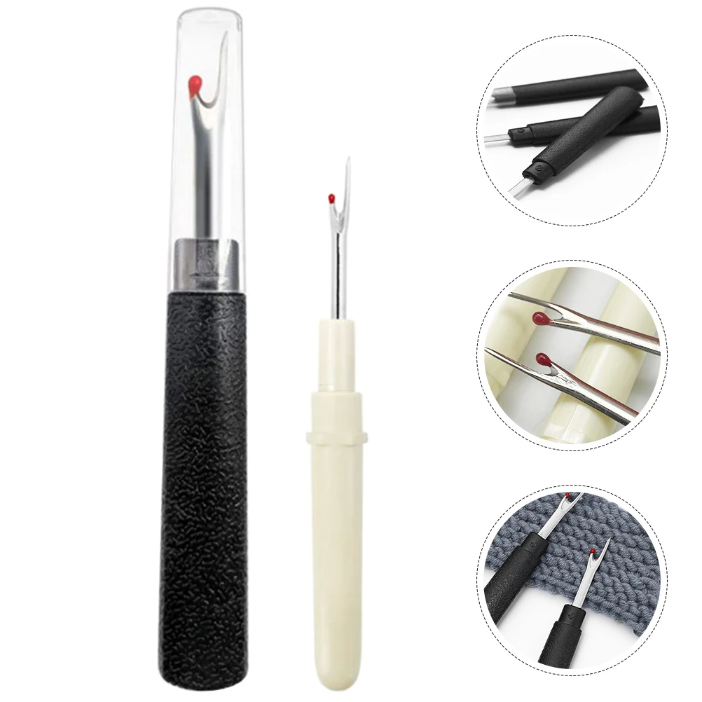 

2Pcs Seam Ripper Durable Stainless Steel Plastic Thread Cutter Tool for Sewing Embroidery Remover Handheld Stable Anti-Skid Grip