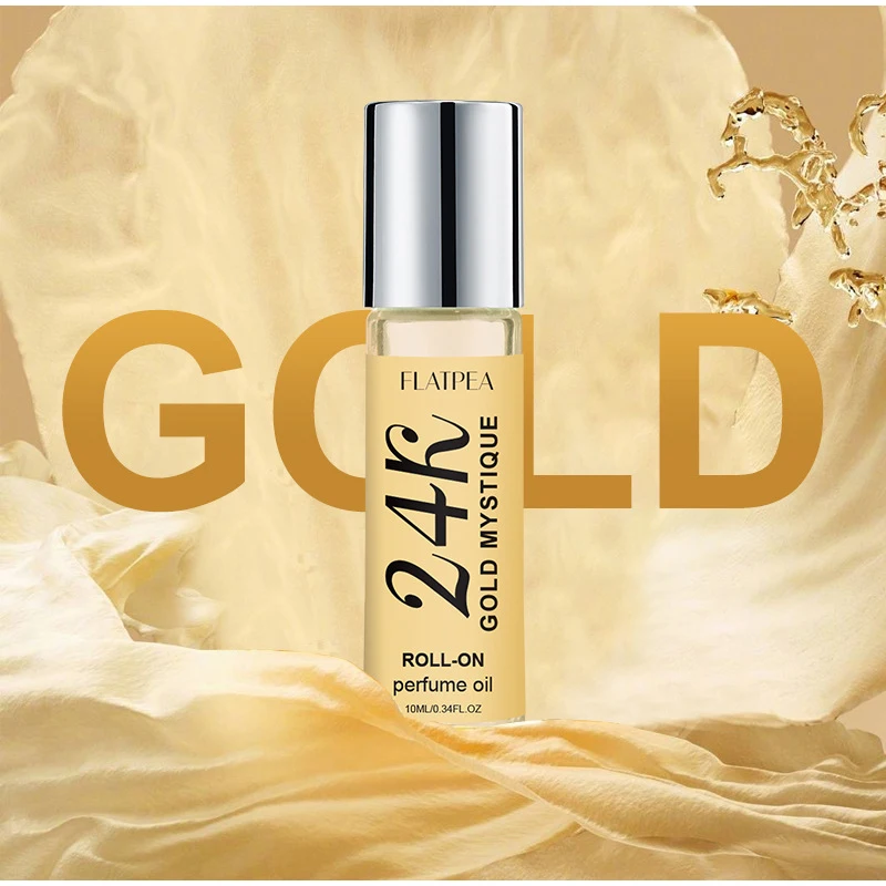 24k Gold Brand Perfume Luxury Roller Ball Design Perfume Oil No Alcohol Long-lasting Fragranc Floral Scent 10ml Dating Deodorant