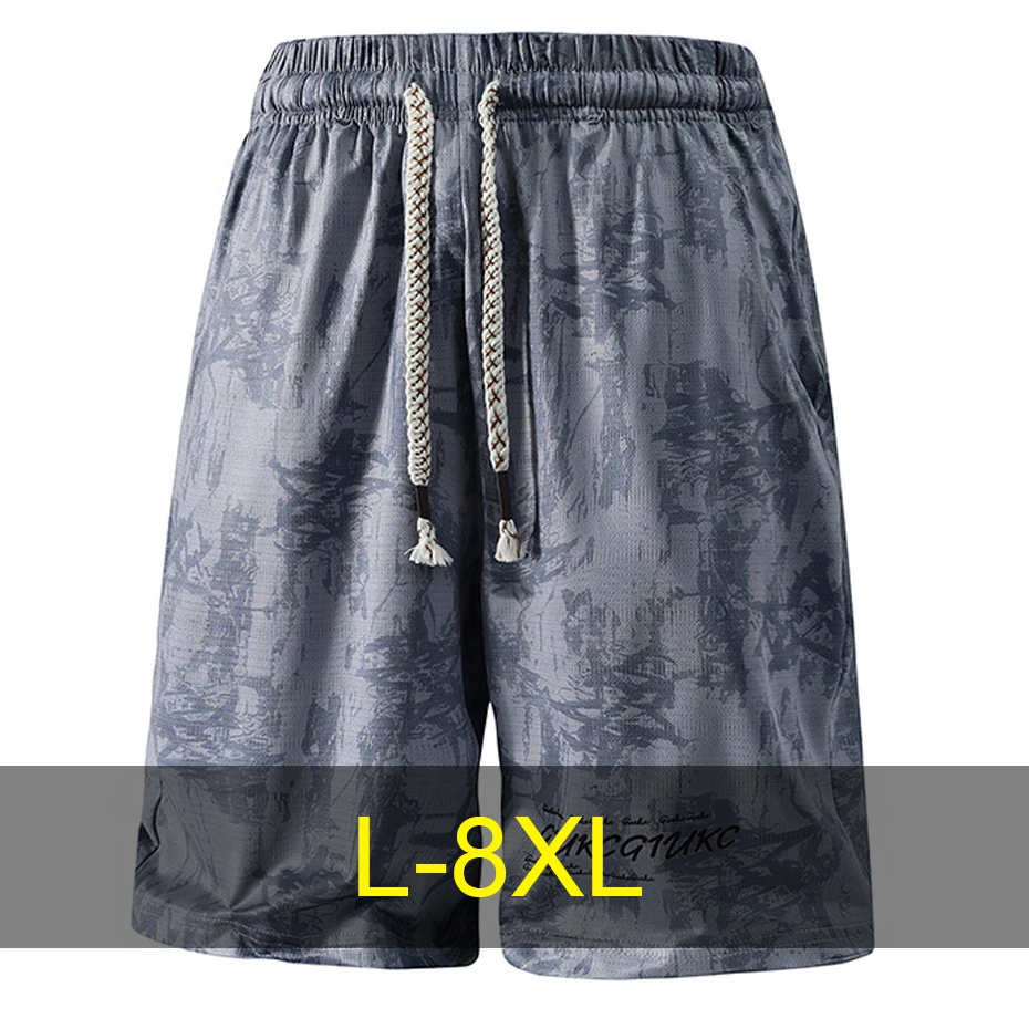 

Мужские шорты больших размеров 8XL, летние, дышащие, модные, повседневные, с эластичным поясом, большие размеры