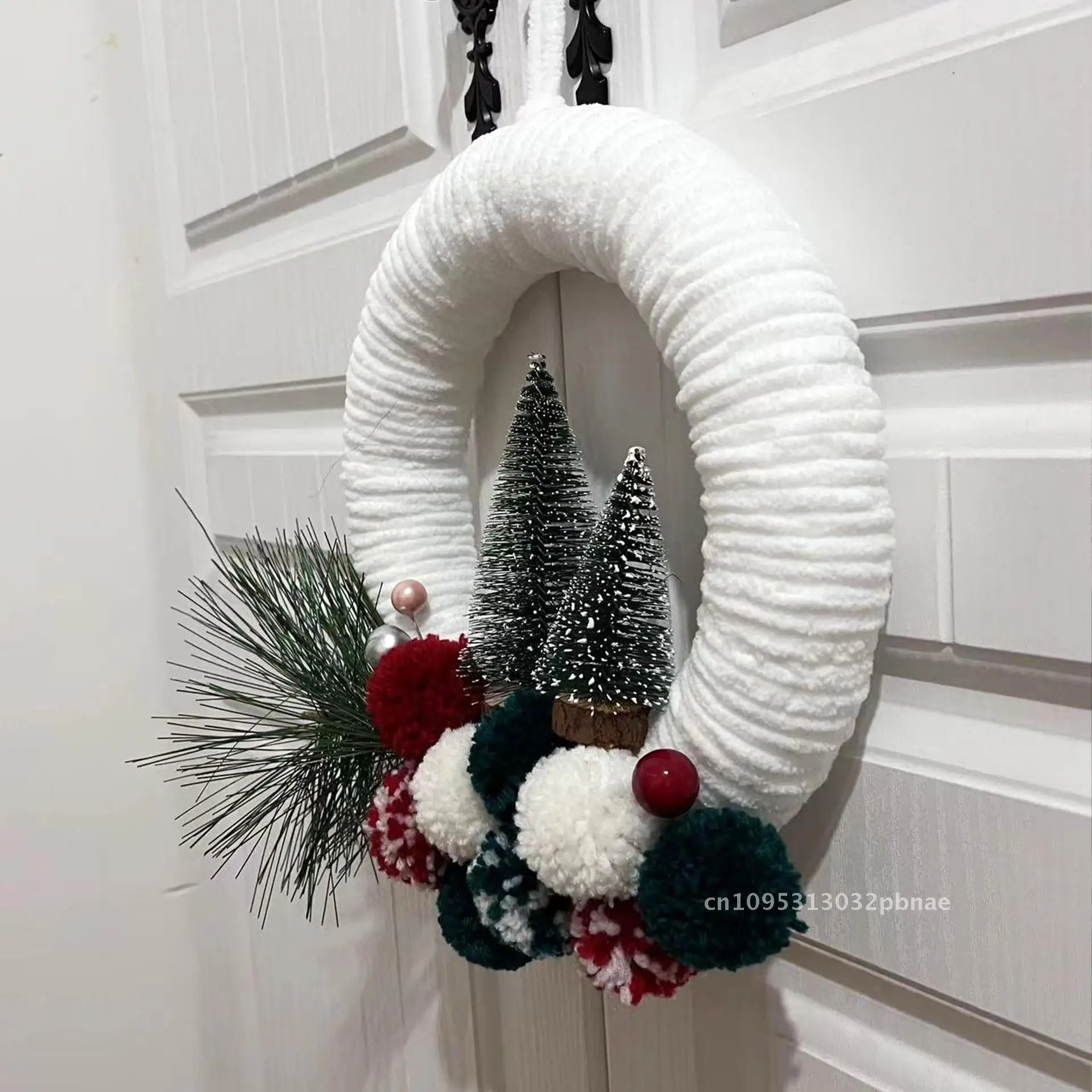 إكليل عيد الميلاد القطيفة خط الكرة البسيطة شجرة عيد الميلاد الباب الأمامي قلادة لوحة الباب إكليل