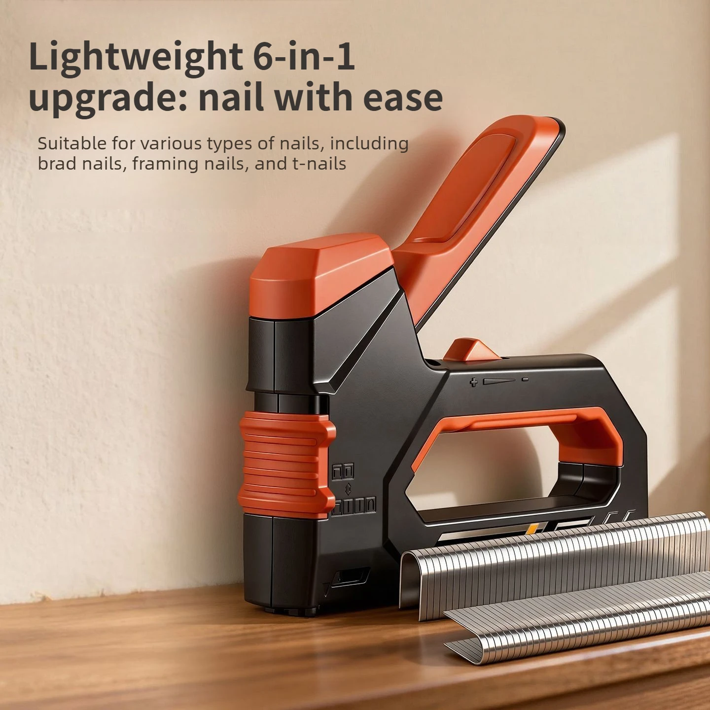 

Staple Gun, 6-in-1 Manual Brad Nailer with 6000 Staples, Upholstery Stapler Gun for Wood, Carpentry, DIY Crafts, Furniture