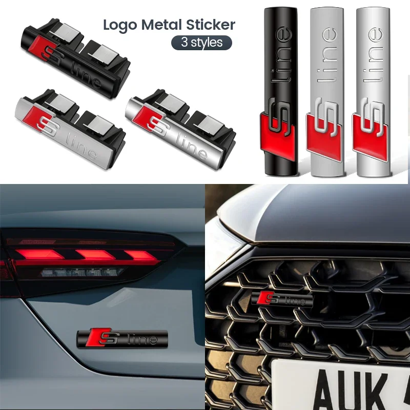 

NEW Audi sline Metal Logo Car Sticker Aluminum Emblem for Audi A3 A7 8V 8P S3 A5 A6 C7 C6 S5 S6 Sline A4 S4 Q4 Q5 Q6 Accessories