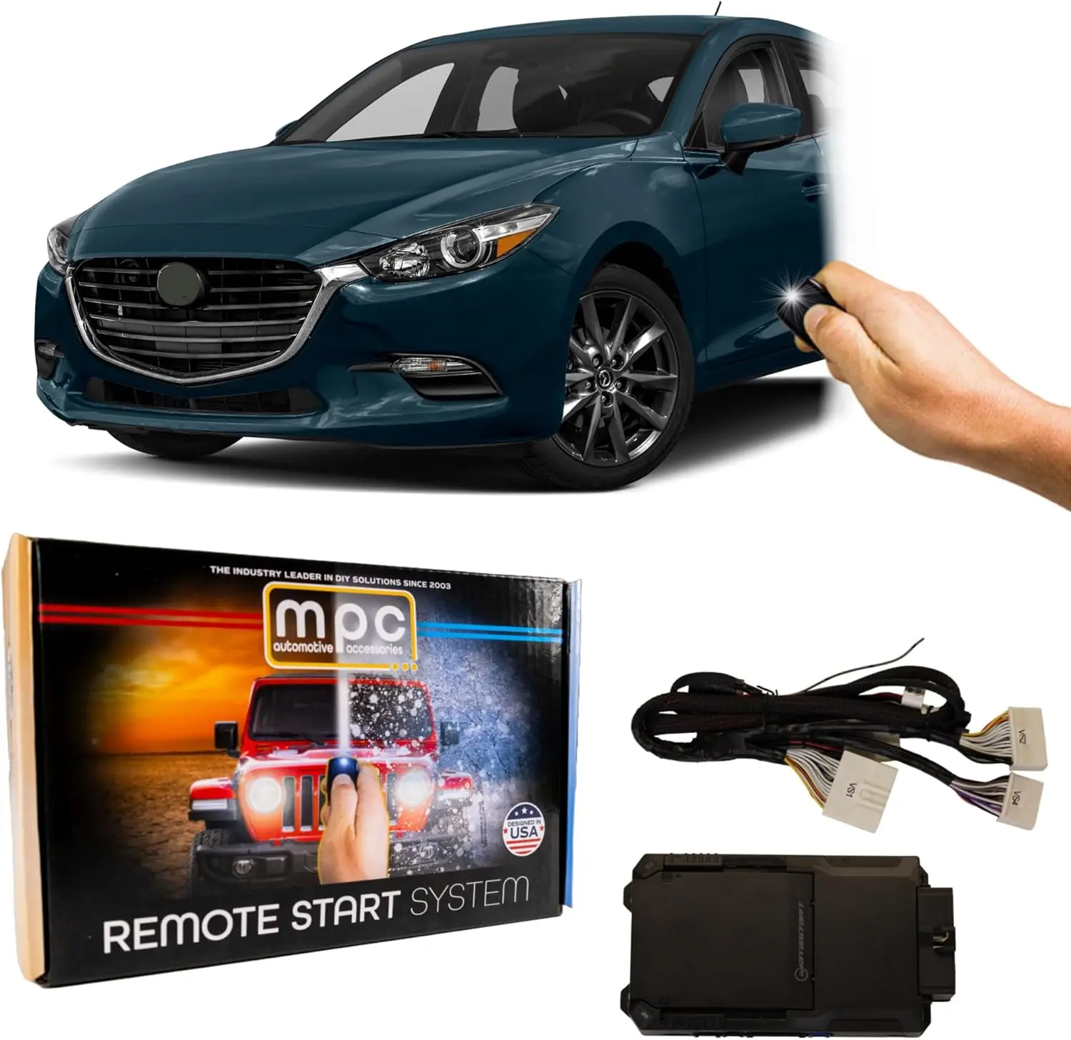 Remote Start Kit for Mazda 3 & Hatchback 2014-2019, Plug and Play, Uses FacKey Fob, Push Lock 3X to Start, USA Support