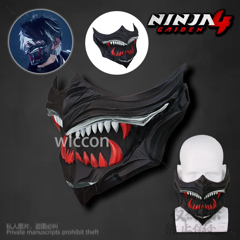 

Аниме-игра NINJA GAIDEN 4, 3D маска из полилуктической кислоты, реквизит для косплея, аксессуары для Хэллоуина, Рождественской вечеринки, серебристый, по индивидуальному заказу