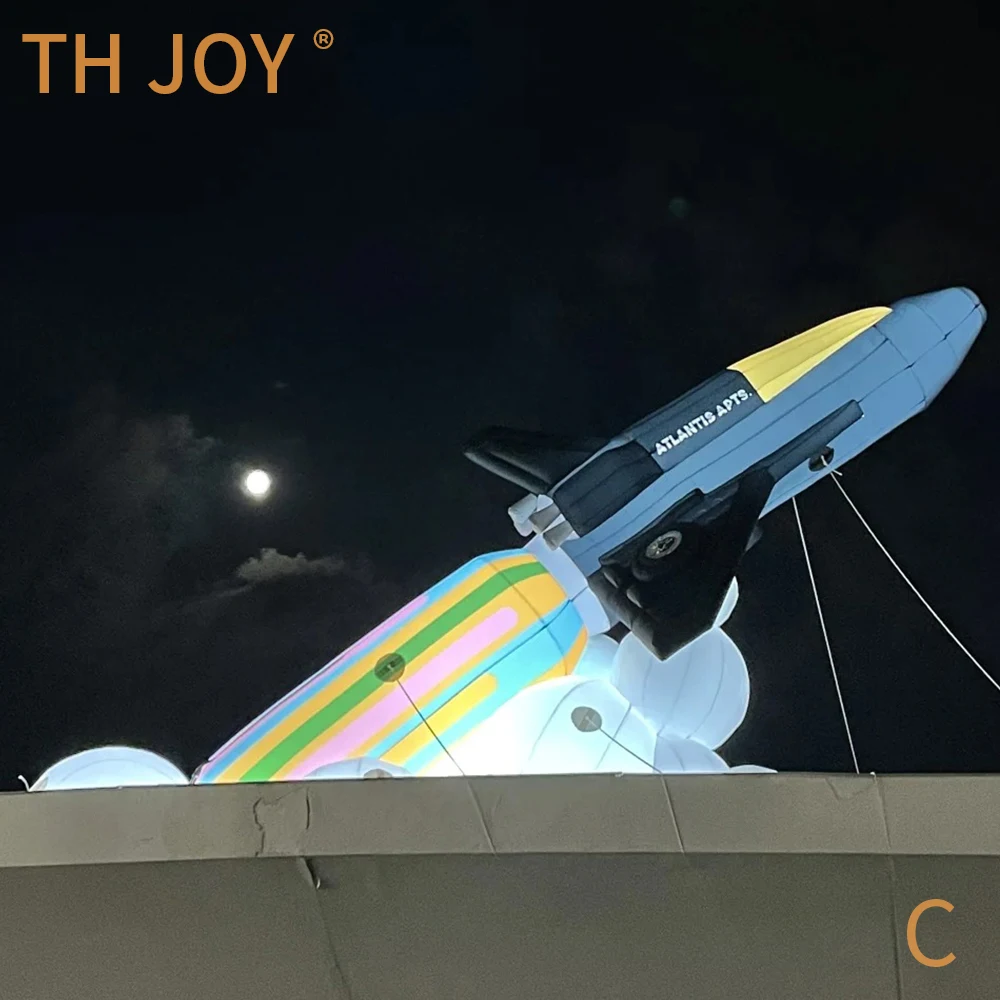 nave aerea veloce a porta, modello di razzo gonfiabile, palloncino gonfiabile gigante personalizzato Space Shuttle con luce per la decorazione