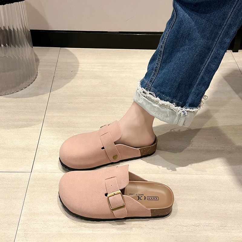 Fashion Boston Clogs Women's Suede Mules Slippers Cork Insole Sandals with Arch Support Outdoor Lovers Beach Sandals