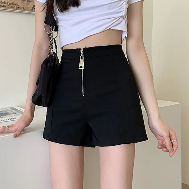 Shorts feminino moda coreana elegante streetwear harajuku all-match simples sólido diário casual cintura alta magro chique hip-hop verão